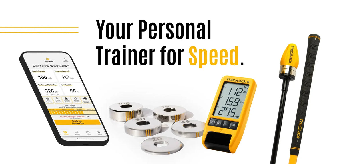 Stack Radar, adjustable speed club and Stack App shown together